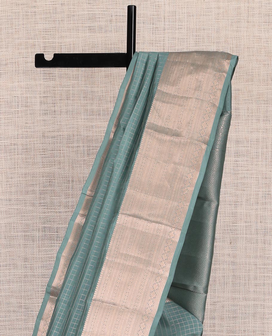 Grey Checked Vasundhara Lite Silk Mix Saree, a Traditional Zari Border, Jaal Pallu, a Matching Blouse