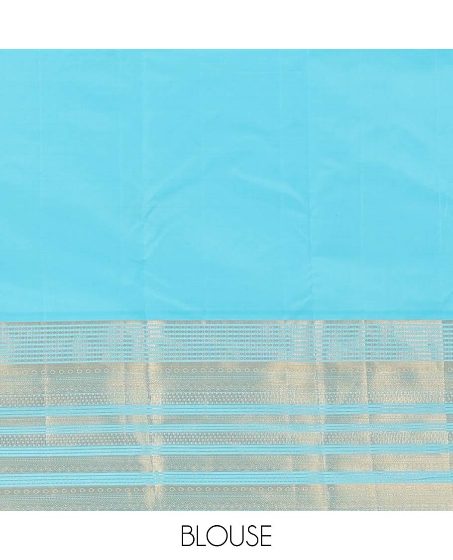 Red zari buttas Vasundhara silk mix saree, contrast border of traditional zari designs, and zari woven pallu