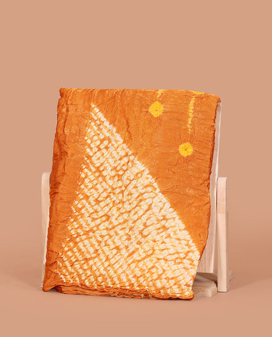 Borderless Orange Bandhani Dola Silk Saree