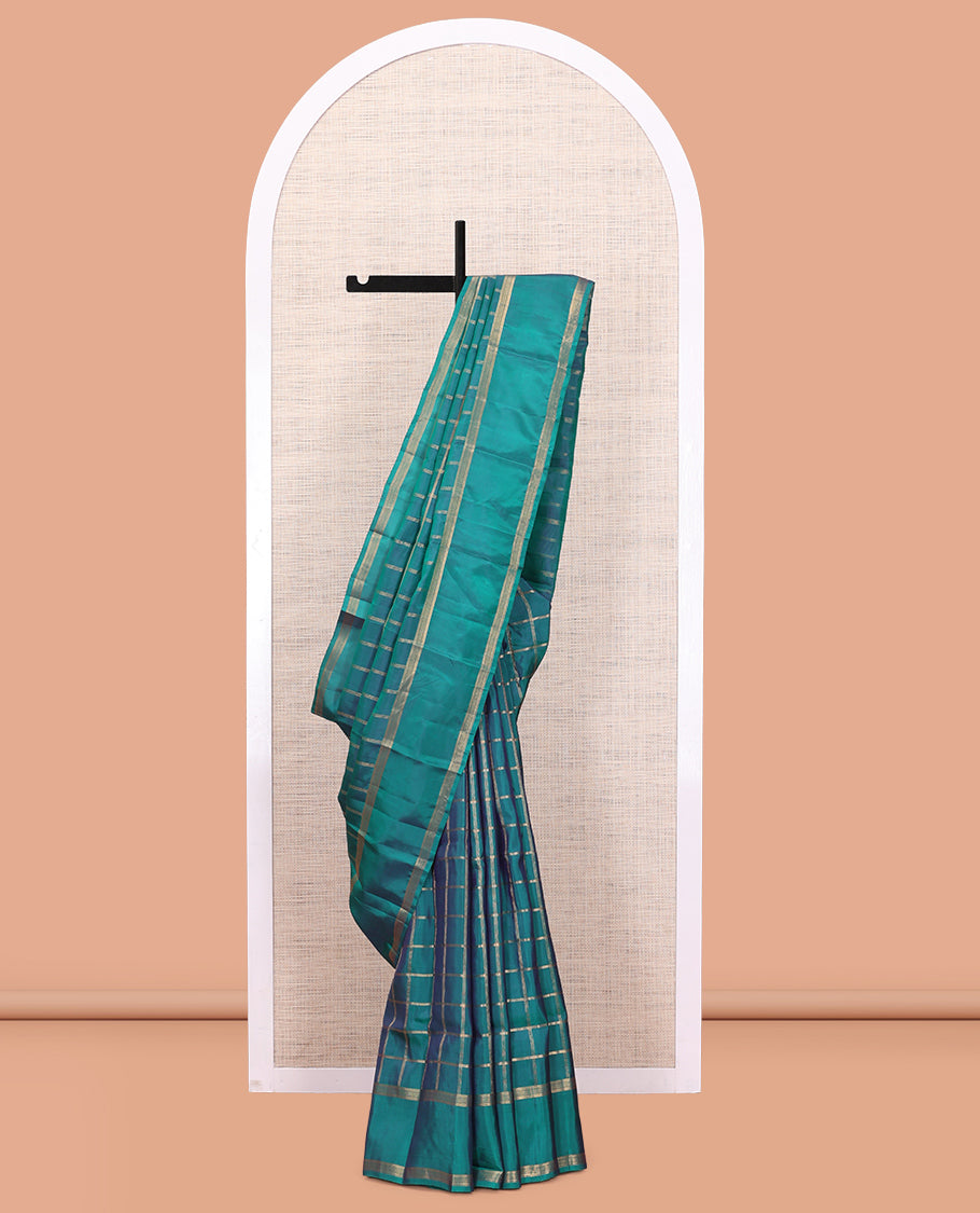 Peacock Blue Vasundhara Lite Silk Mix Saree