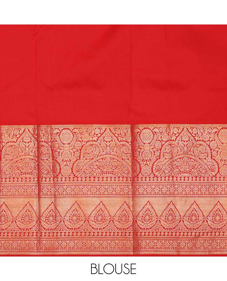 Cream pure silk half-saree,  jacquard skirt, contrast traditional zari border, matching zari blouse, and zari design dhavani