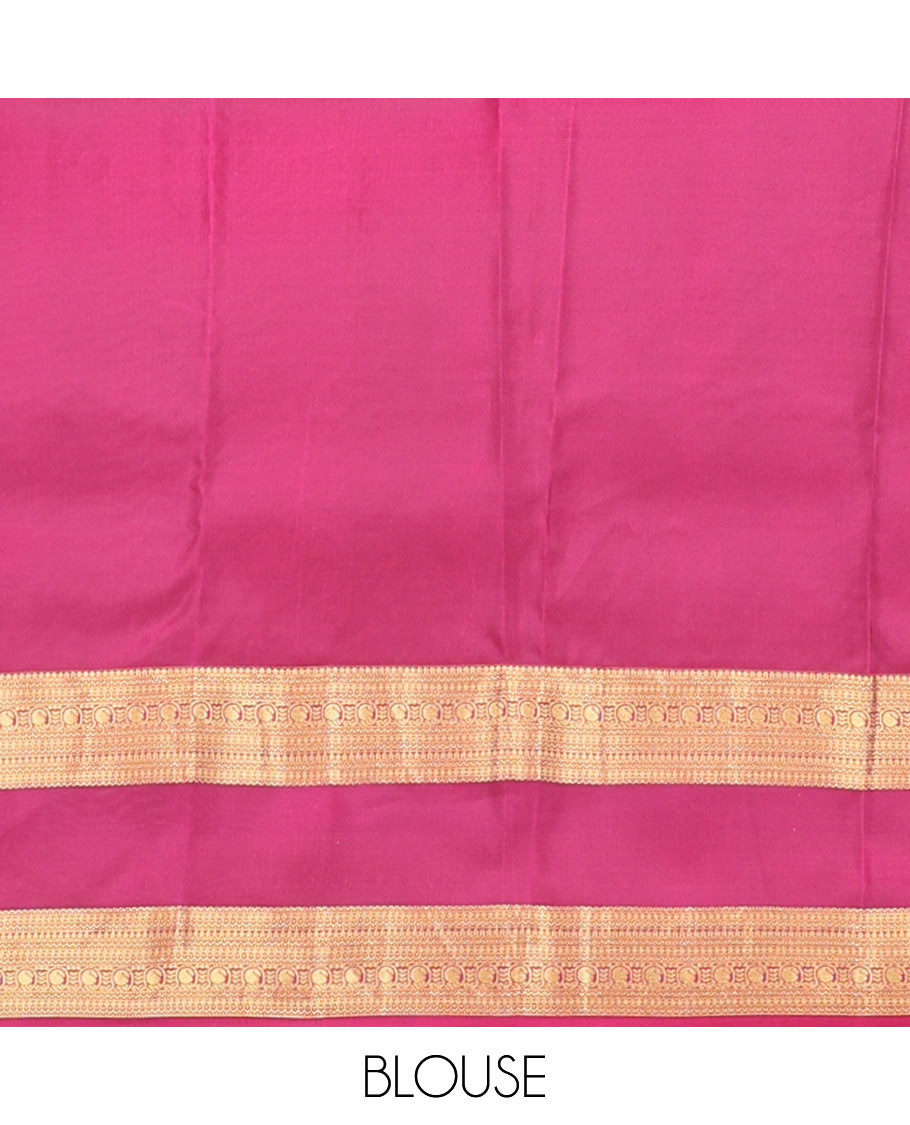 Brown zari buttas Vasundhara silk mix saree, contrast rettai pettu traditional zari border & paiyaadi kann pallu