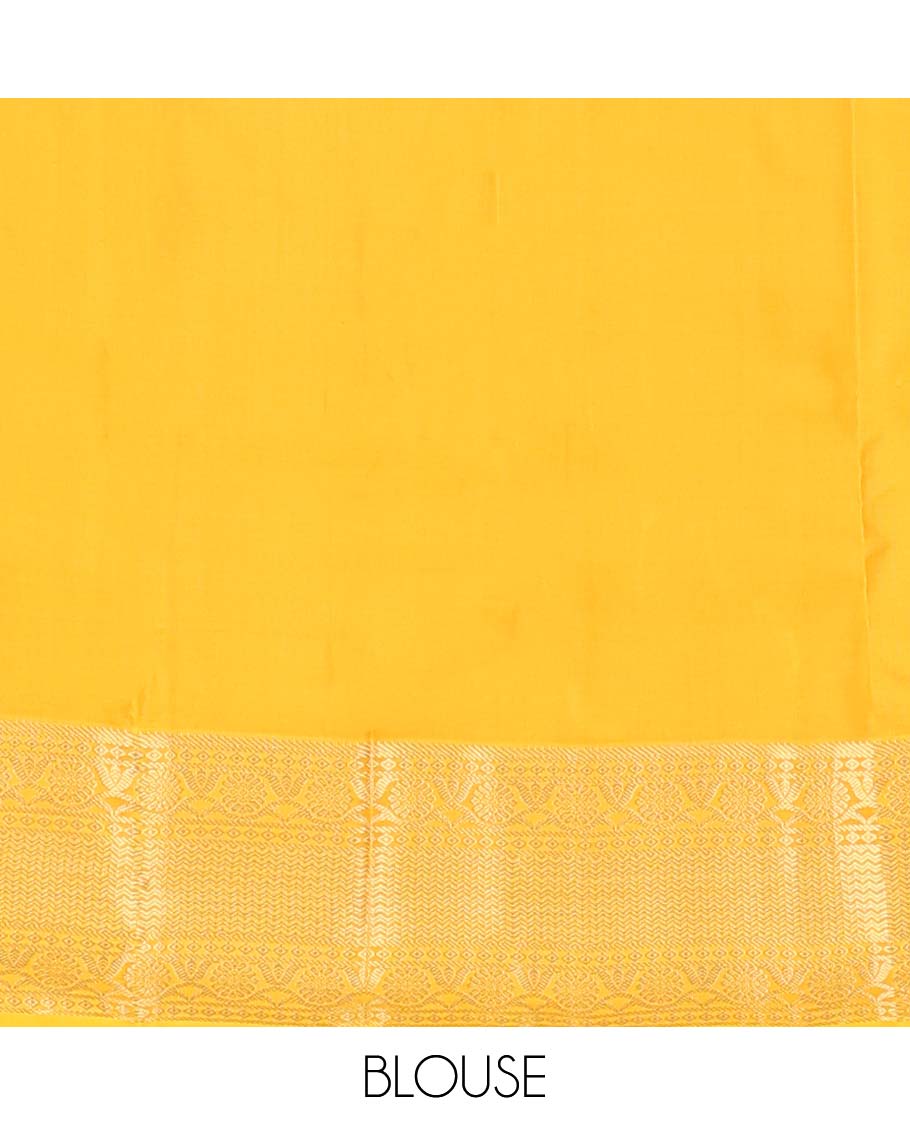 Green zari buttas Vasundhara silk mix saree, contrast border of banaras, vanki and kodi visiry, and intricate pallu