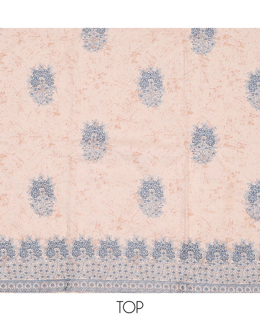 Blue material chudidhar, floral printed & embroidered cotton top,plain bottom & floral printed cotton dupatta