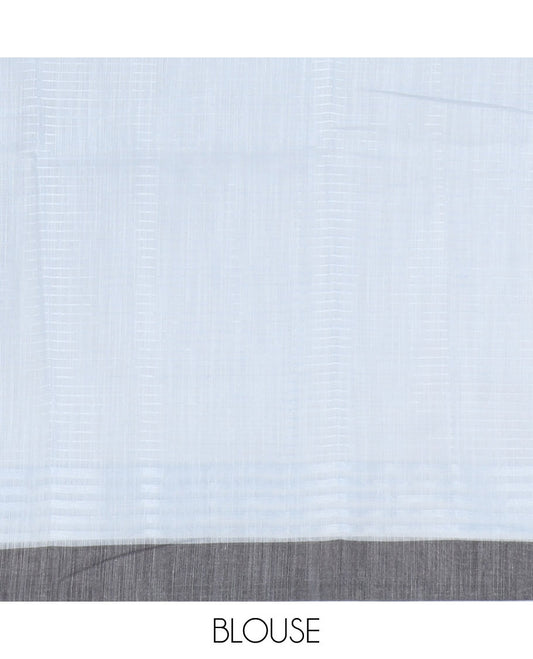 Grey intricately printed casual wear saree, self-border & pallu of geometric patterns  