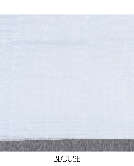 Grey geometric printed casual wear saree, self-border & pallu of geometric patterns  