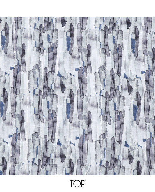 Blue material chudidhar set, abstract printed linen top, solid santoon bottom & abstract printed linen dupatta