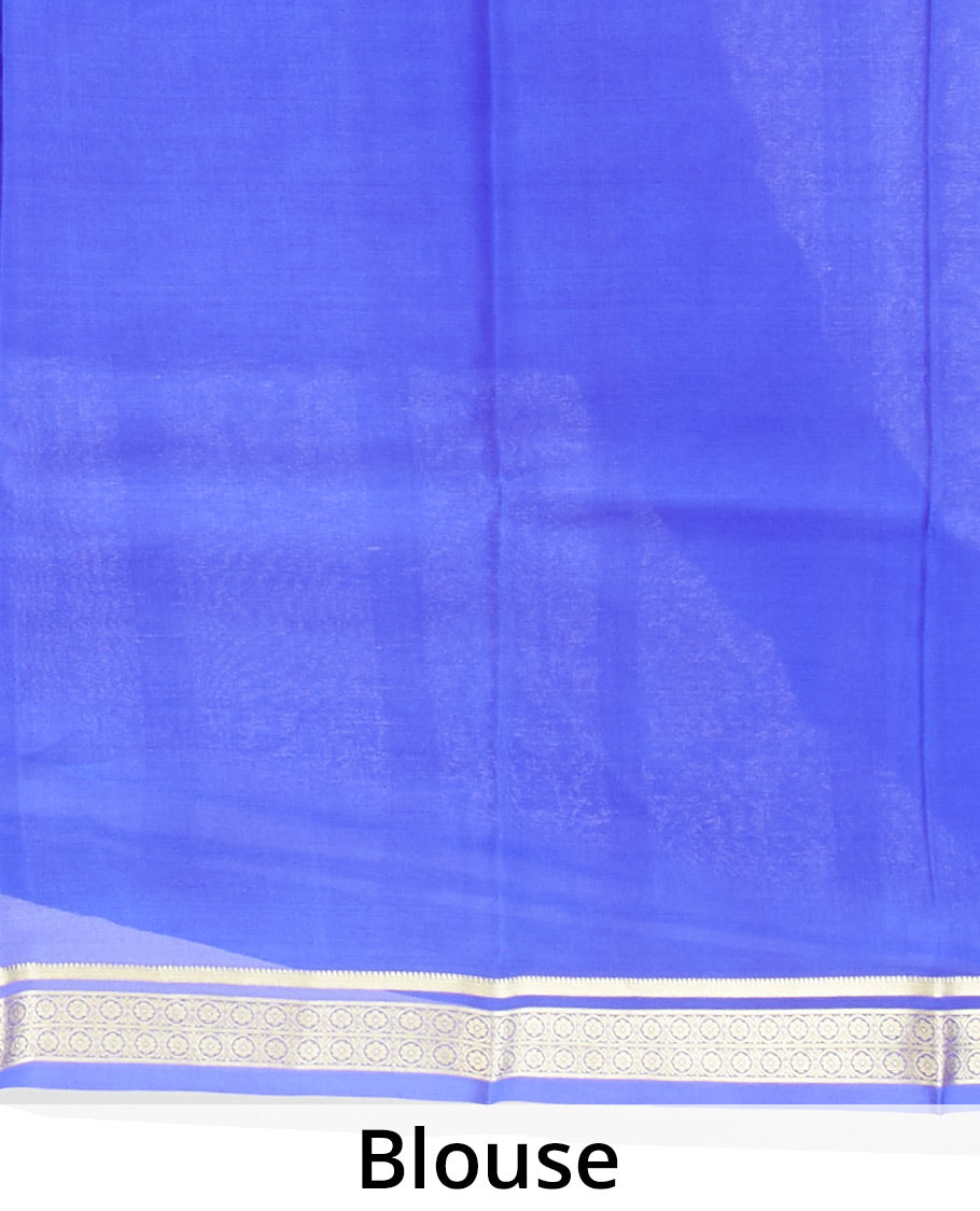 Pink floral vine printed mysore silksaree, contrast traditional zari border & pallu of zari stripes