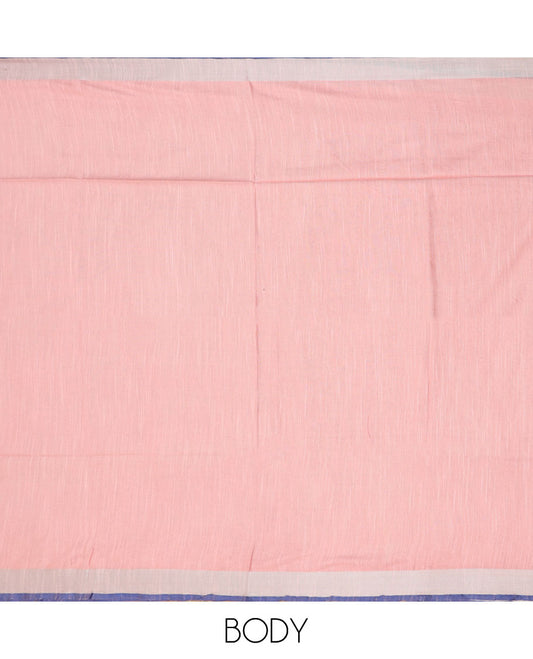 Pack of 2 combo cotton sarees, baby pink & light blue plain saree with self-border & pallu of stripes
