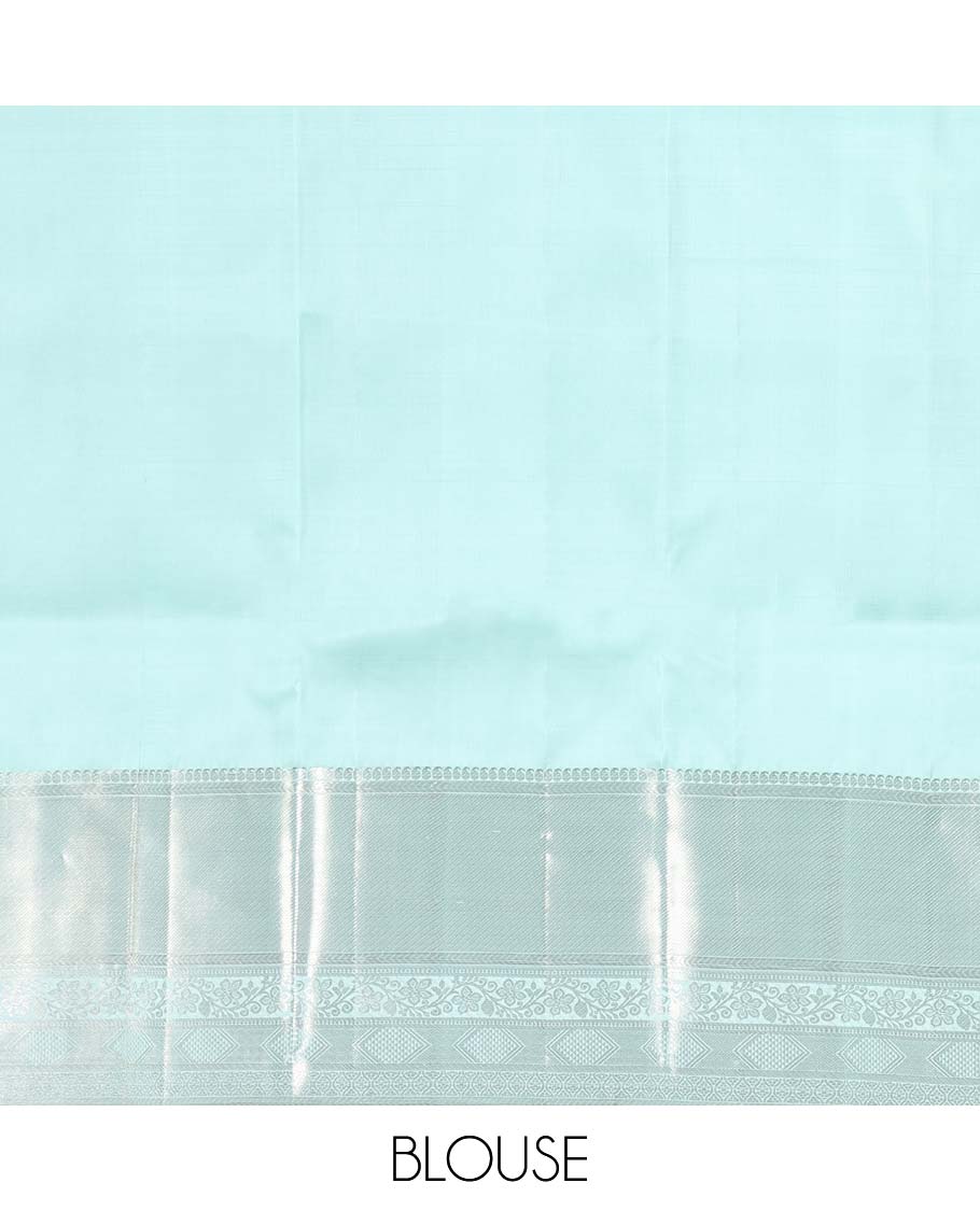 Blue kancheepuram koorai silk saree with zari buttas,zari border of manga,kathir,diamond & kodi visiry & intricate pallu