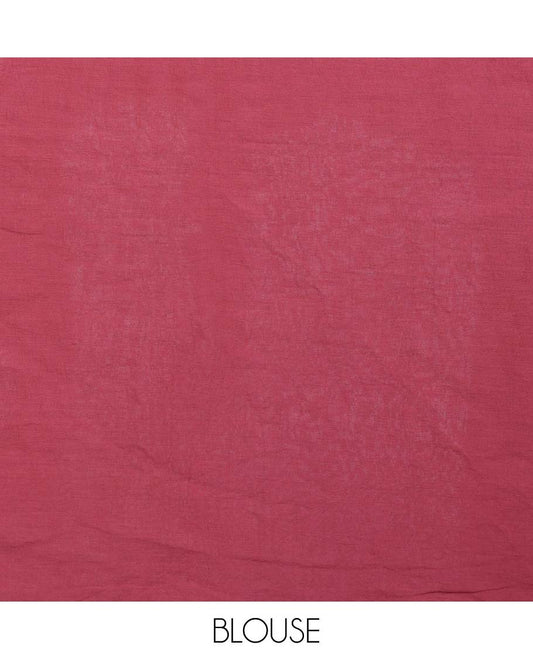 Borderless blue & red shibori-style printed cotton saree