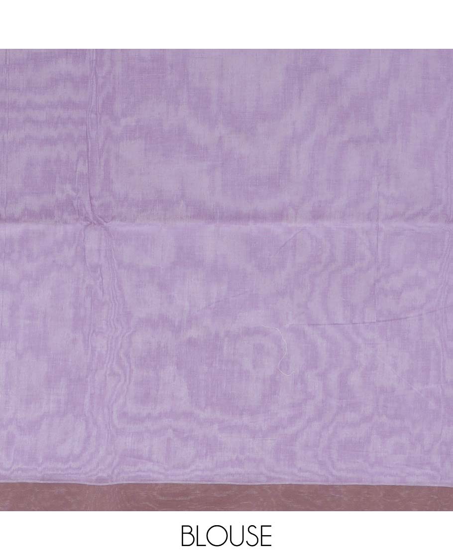Lavender & white striped jute cotton saree, self-border & pallu of stripes 