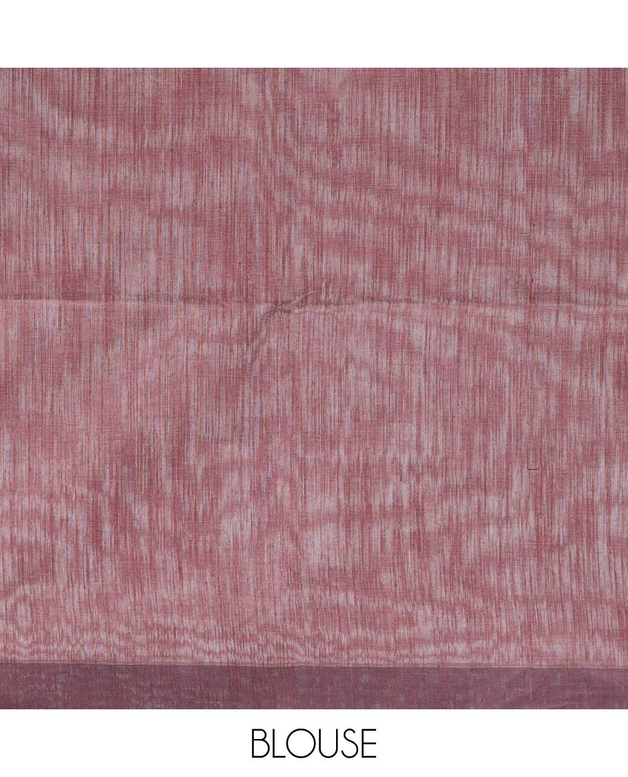 Off-white & red striped jute cotton saree, self-border & pallu of stripes 