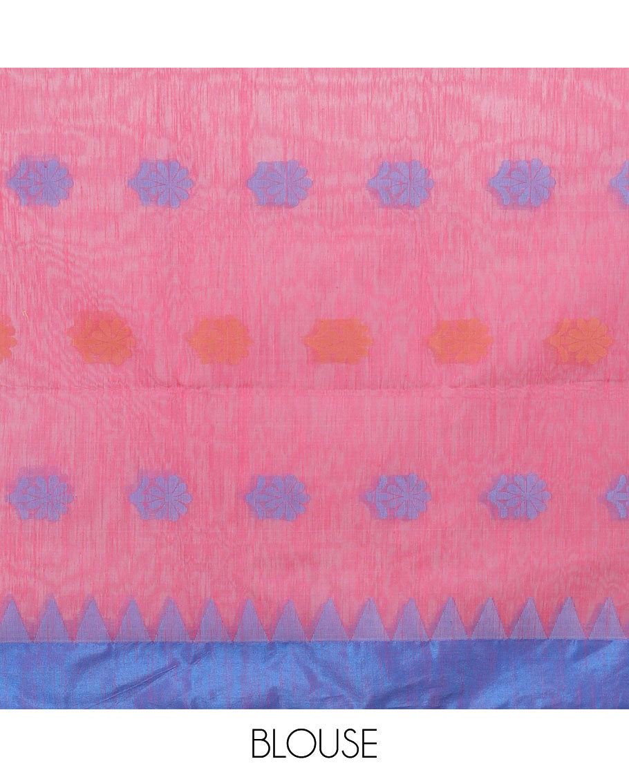 Green kadhi cotton saree with buttas, contrast vidarbha border & pallu of tree designs