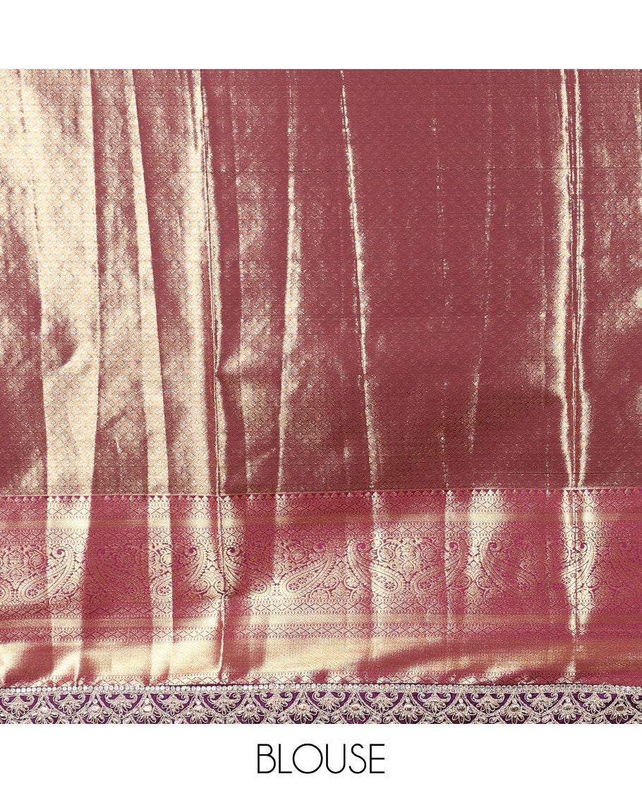 Yellow floral design banaras tissue saree, contrast traditional motif with patchwork border&pallu of intricate designs