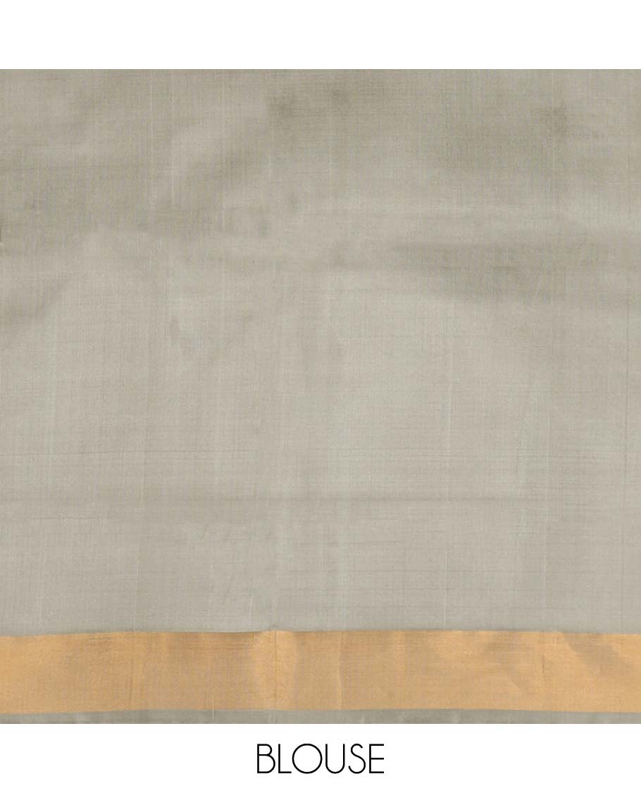 Beige uppada silk saree with buttas, zari border & pallu of zari designs