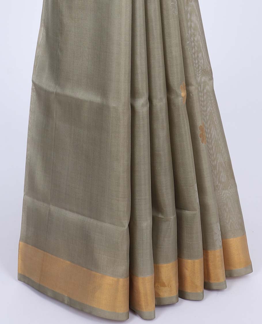 Beige uppada silk saree with buttas, zari border & pallu of zari designs