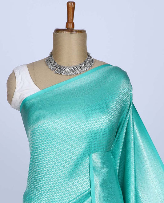Blue jacquard fancy softy silk saree, traditional design border & pallu of intricate designs