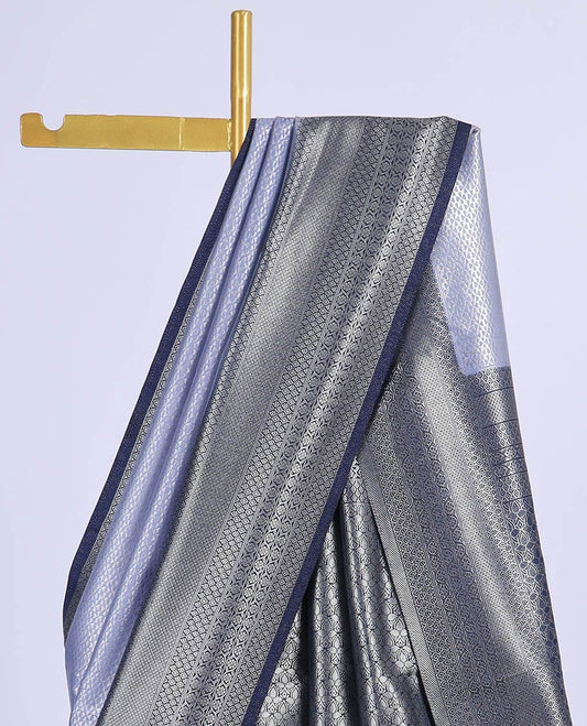 Lavender jacquard fancy softy saree, contrast traditional design border & pallu of intricate designs