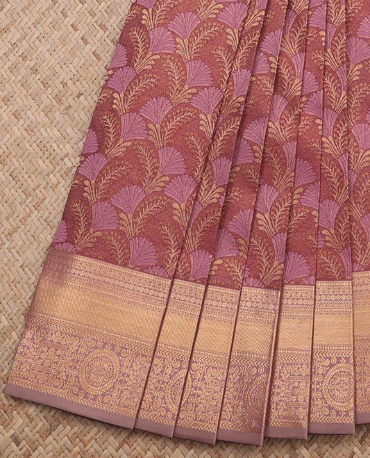 Red jacquard wedding silk saree, contrast jaal pallu & zari border of diamond, kathir & chakram designs