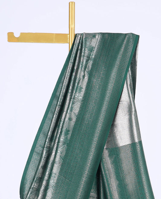 Green jacquard design softy saree, traditional design zari border & intricately designed pallu