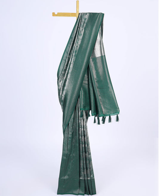 Green jacquard design softy saree, traditional design zari border & intricately designed pallu