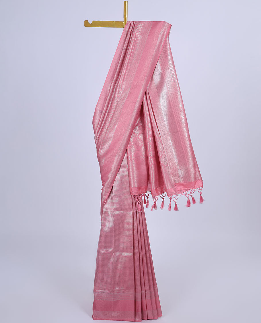 Pink jacquard design softy saree,traditional zari design border & pallu of intricate designs