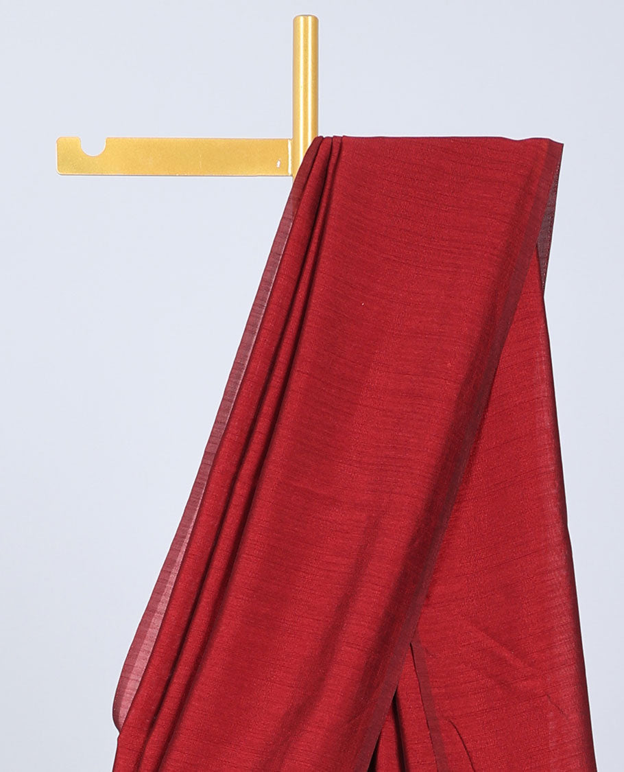 Borderless maroon plain kamala silk saree, batik-style floral motifs digital printed blouse 