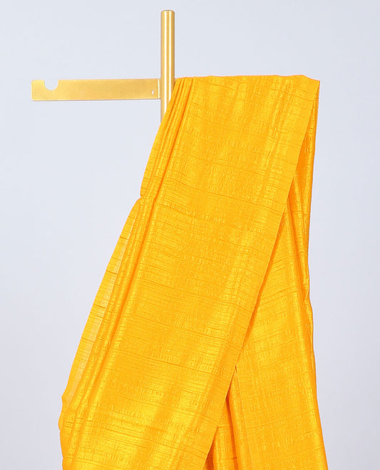 Borderless yellow plain kamala silk saree, contrast floral printed blouse 