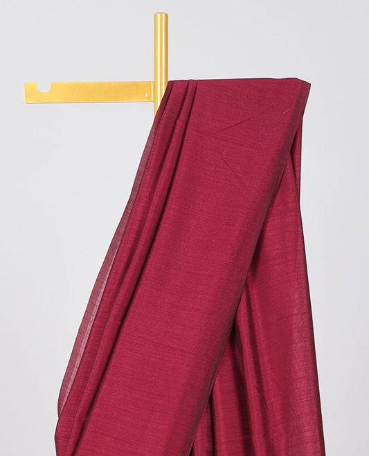 Borderless maroon plain kamala silk saree, contrast paisleys printed blouse 