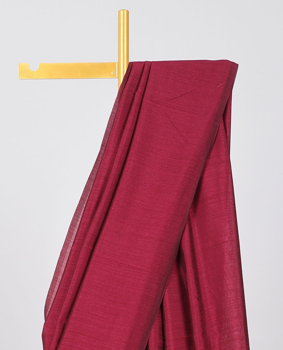 Borderless maroon plain kamala silk saree, contrast paisleys printed blouse 