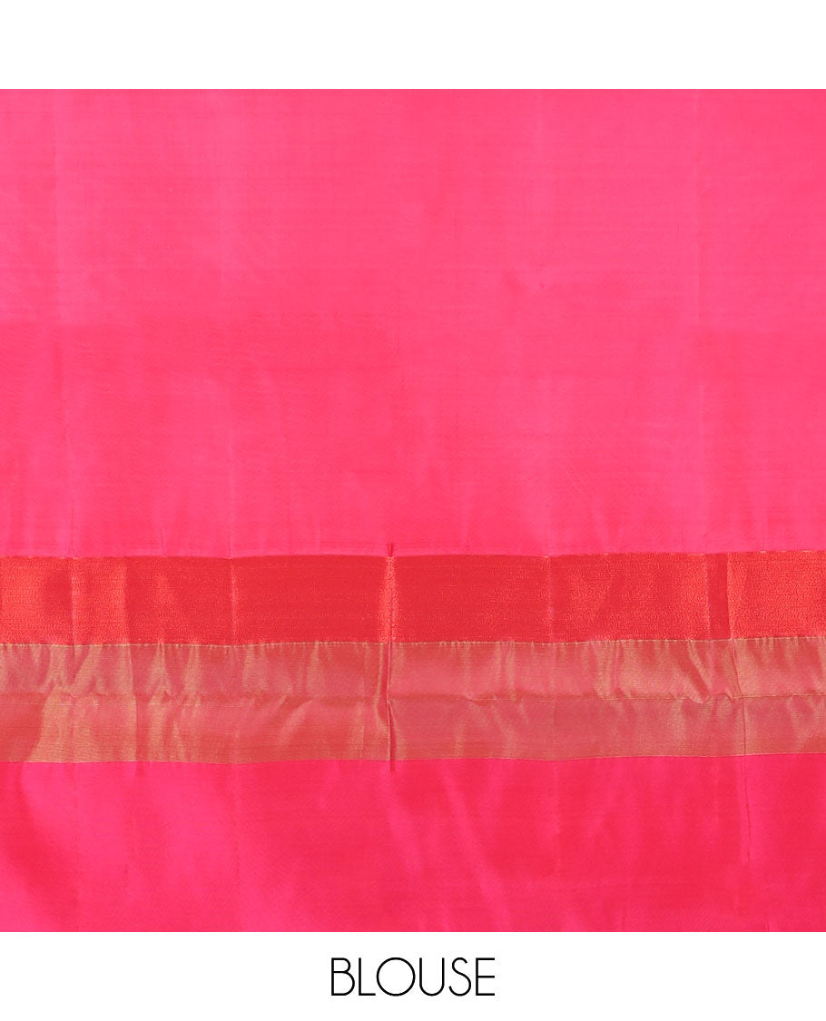 Blue plain uppada saree, contrast plain border & pallu of plain design