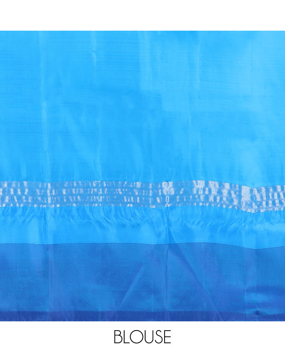 Pink plain uppada saree, contrast plain border & pallu of plain design
