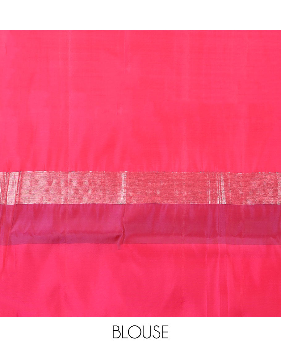 Dark grey plain uppada saree, contrast plain border & pallu of plain design