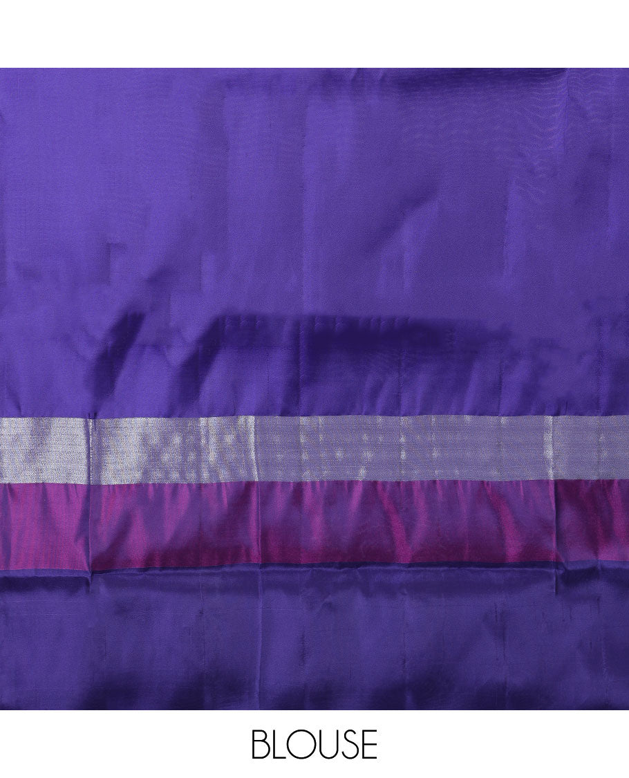 Orange plain uppada saree, contrast plain border & pallu of plain design