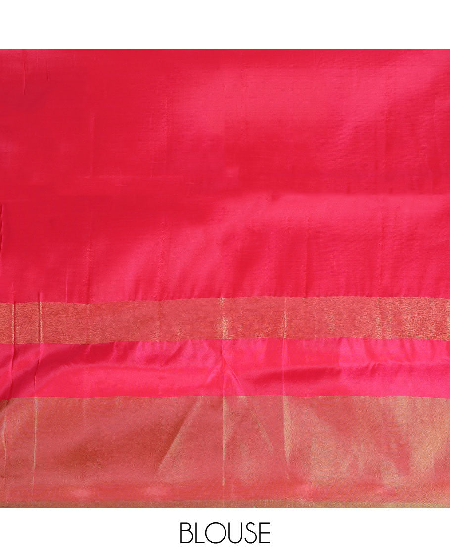 Green plain design uppada saree, contrast plain border & plain design pallu