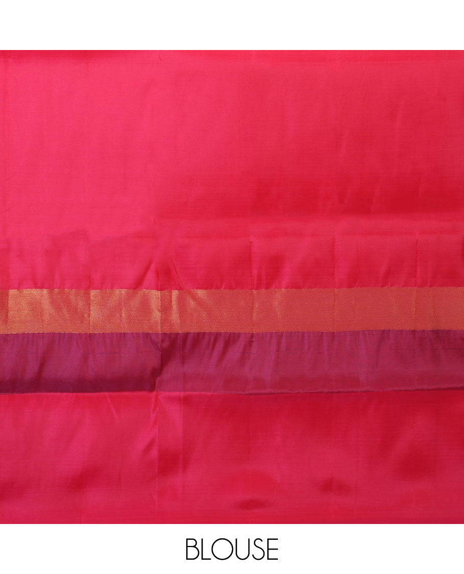 Blue plain design uppada saree, contrast plain border & plain design pallu