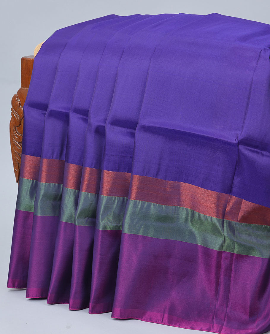 Blue plain design uppada saree, contrast plain border & plain design pallu