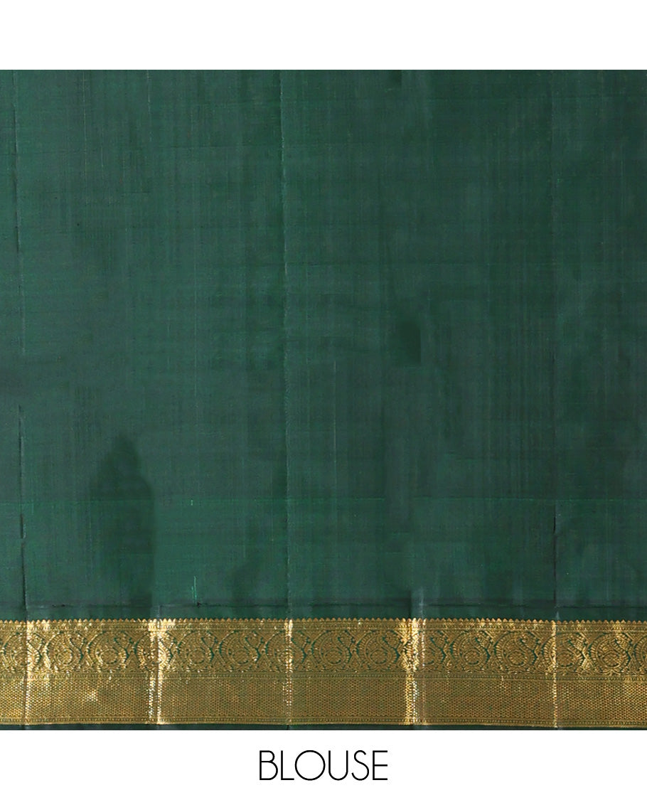 Pink plain silk saree, contrast korvai border of rekku,banaras,muthu,arumbu manga & bentex