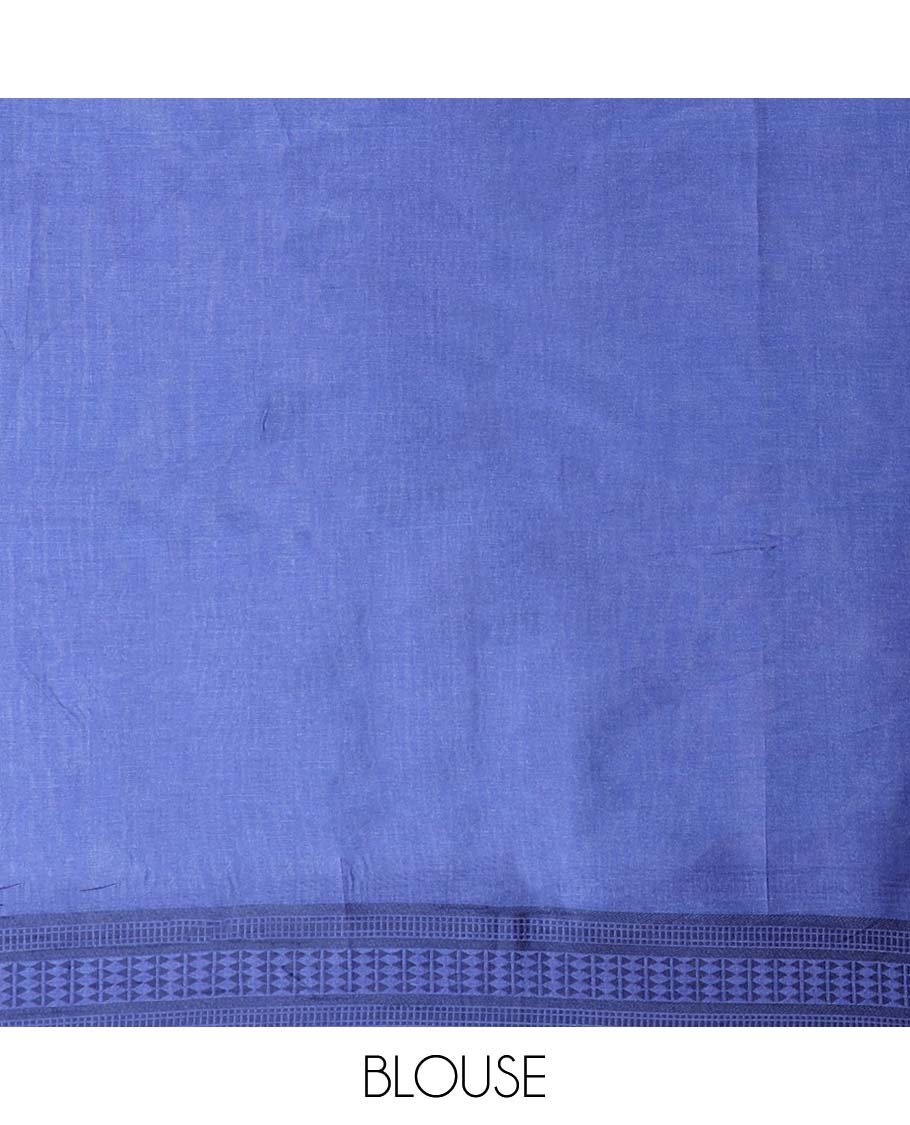 Borderless pastel blue striped semi-tissue saree, self-pallu of traditional designs