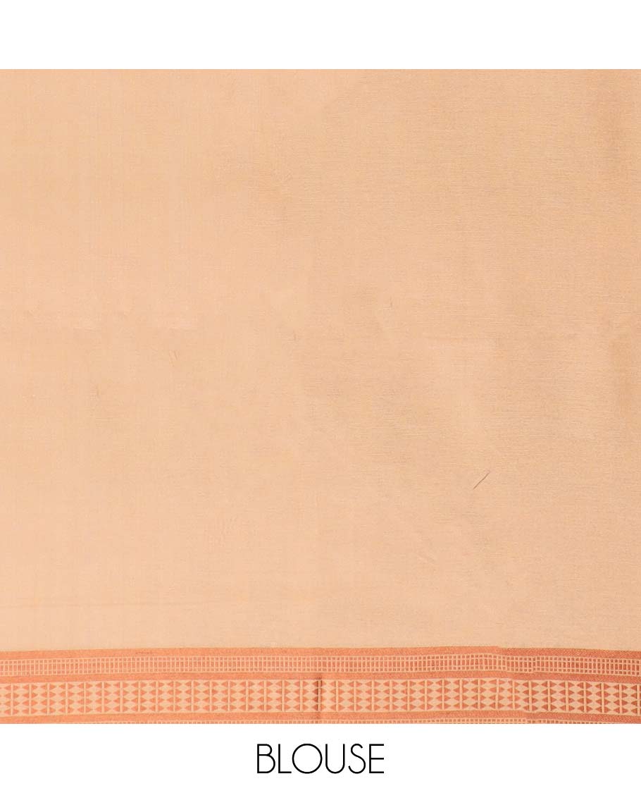 Borderless light sandal striped Semi banaras tussar saree, self-pallu of traditional designs