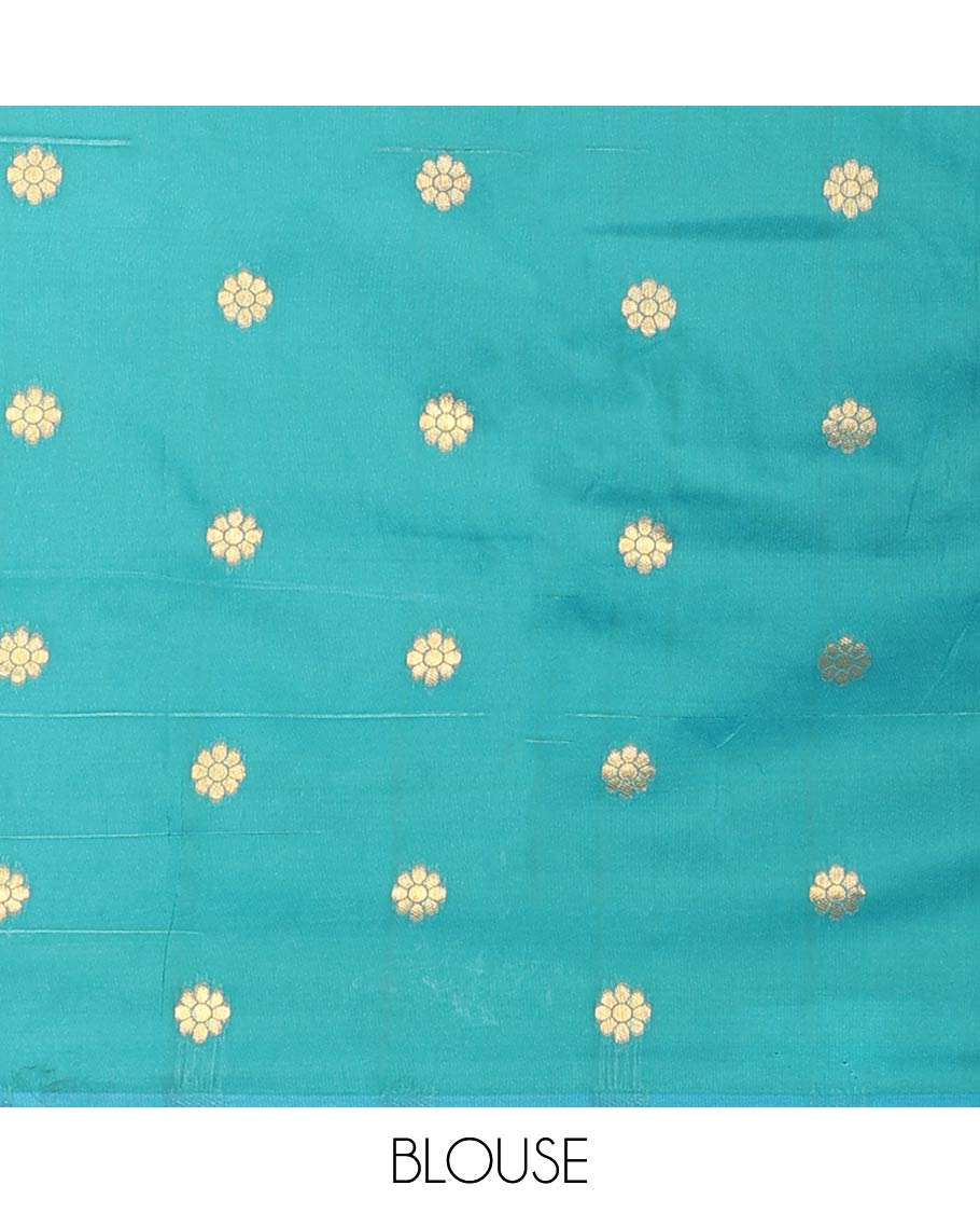 Green jacquard Semi banaras tissue saree, contrast traditional design border & intricately designed pallu
