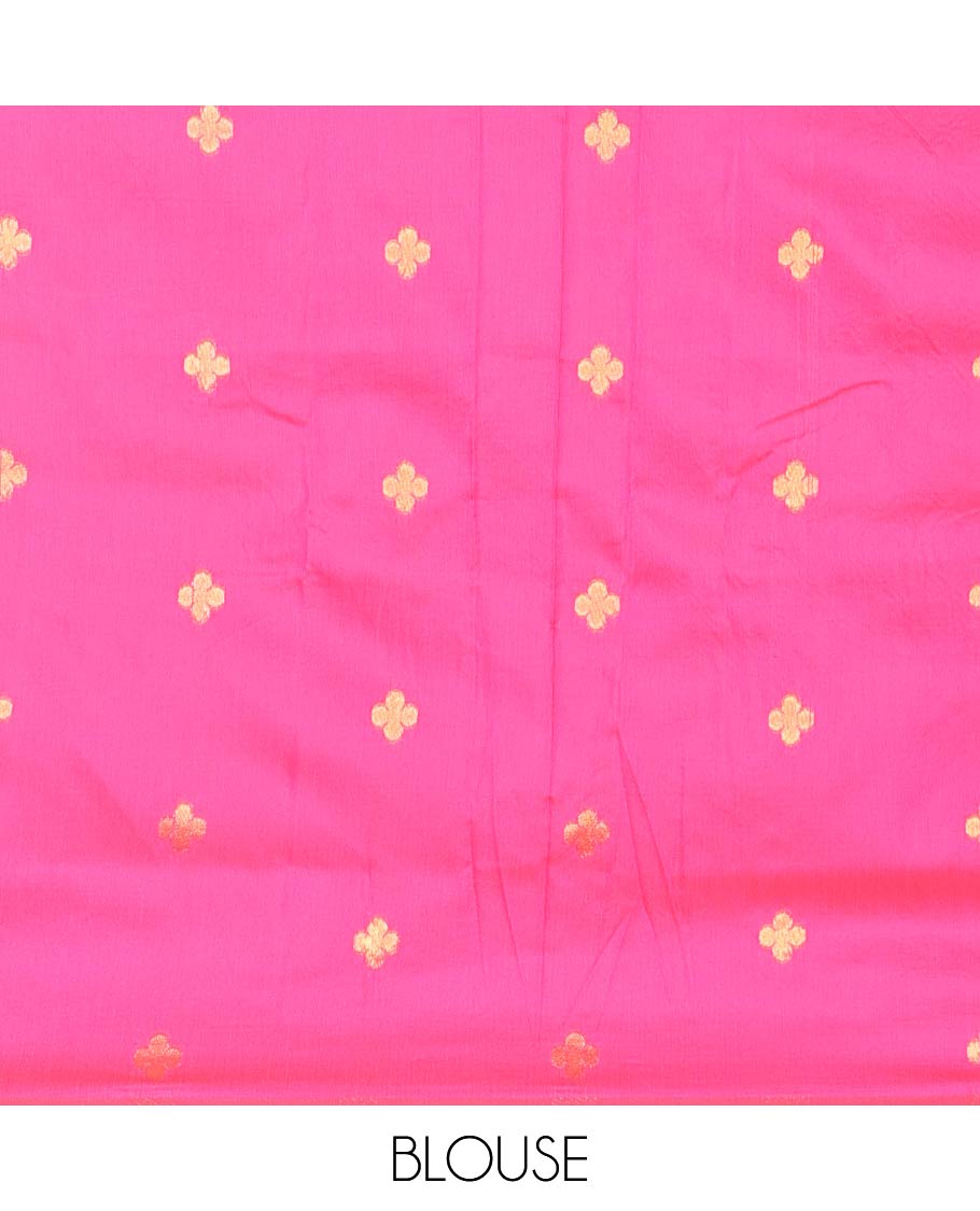 Multi-color meenakari jacquard Semi banaras tissue saree, traditional design border & ogee patterned pallu