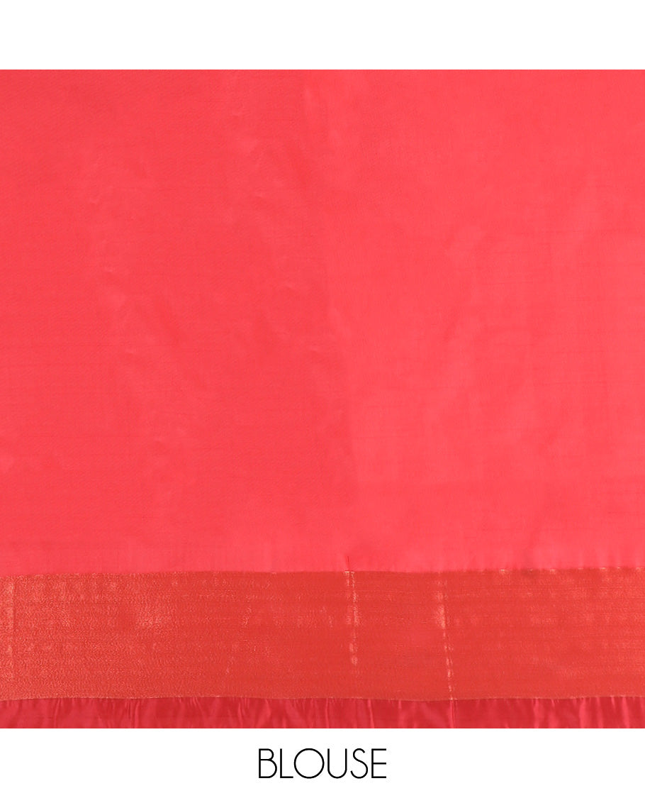 Blue uppada silk mix saree with zari buttas, plain border & contrast intricate zari design pallu