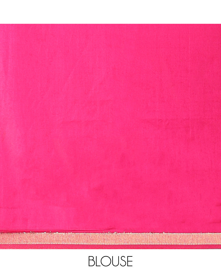 Cream semi banaras dola saree with zari designs, zari border & intricate checked design pallu
