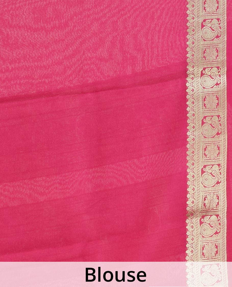 Cream mysore silk saree with zari buttas,contrast rettai pettu border of peacock & floral designs & pallu of jaal design