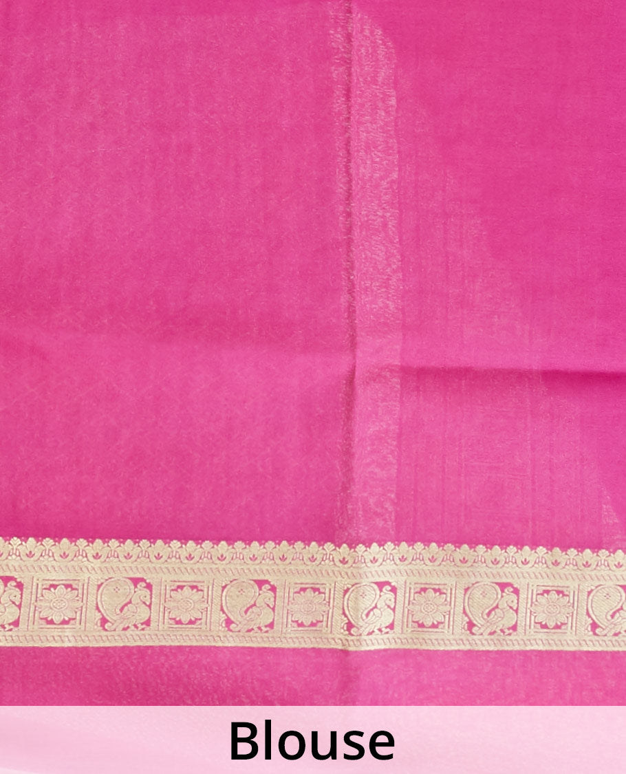 Blue mysore silk saree with zari buttas, contrast rettai pettu border of peacock & floral designs & pallu of jaal design