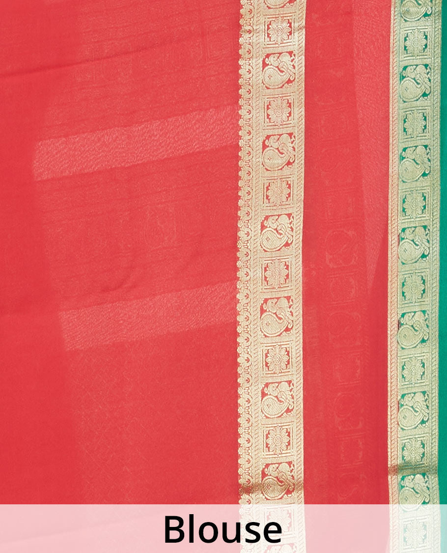 Sandal mysore silksaree with zari buttas,contrast rettai pettu border of peacock & floral designs & pallu of jaal design
