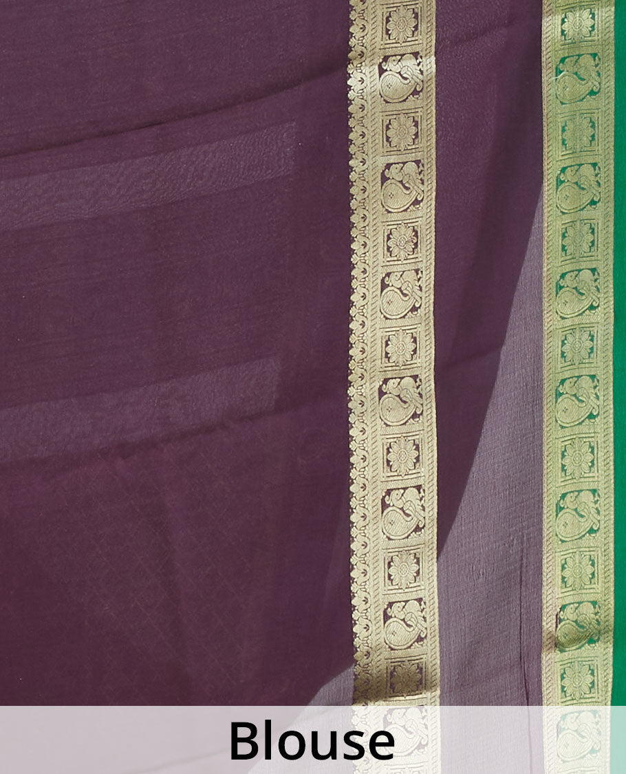 Pink zari buttas mysore silk saree, contrast rettai pettu border of peacock & floral designs & pallu of jaal designs