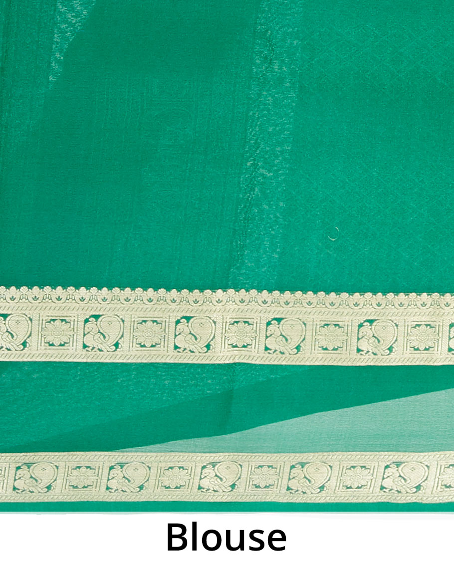 Red zari buttas mysore silk saree, contrast rettai pettu border of peacock & floral designs & pallu of jaal designs